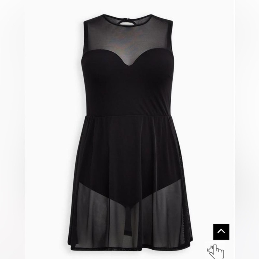 New! Torrid sz 2 Underwire Long Mesh Overlay Bathing Swim Suit Dress‎ 2X